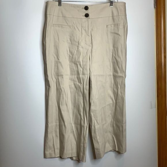 NWT Alfani Beige Coulotte Pant Linen 14W PLUS SIZE - Picture 1 of 6
